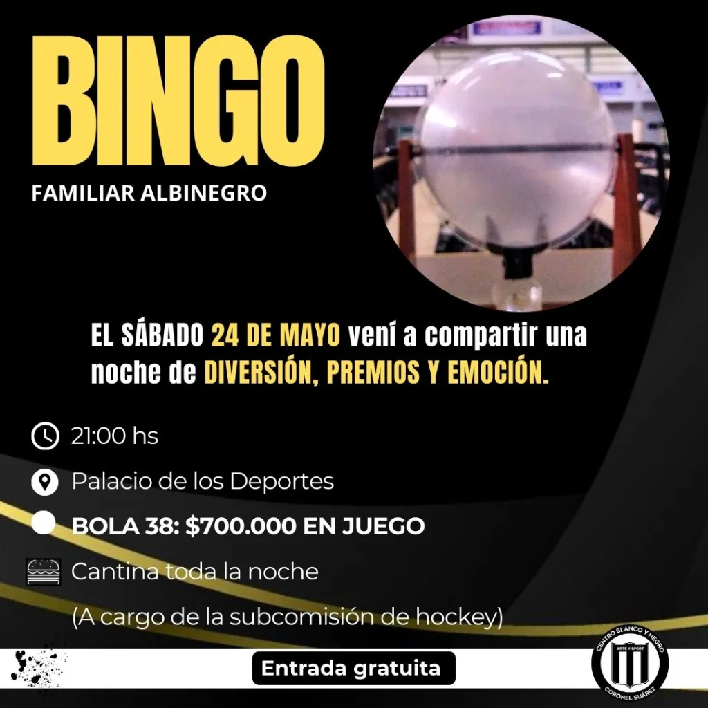 Se viene una nueva edición del BINGO FAMILIAR ALBINEGRO ⚪⚫