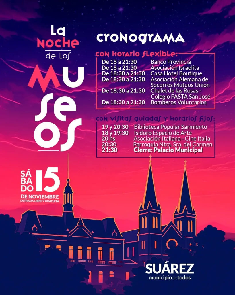 🎇Vuelve “La Noche de los Museos”: una propuesta que revaloriza la historia y la identidad suarense
