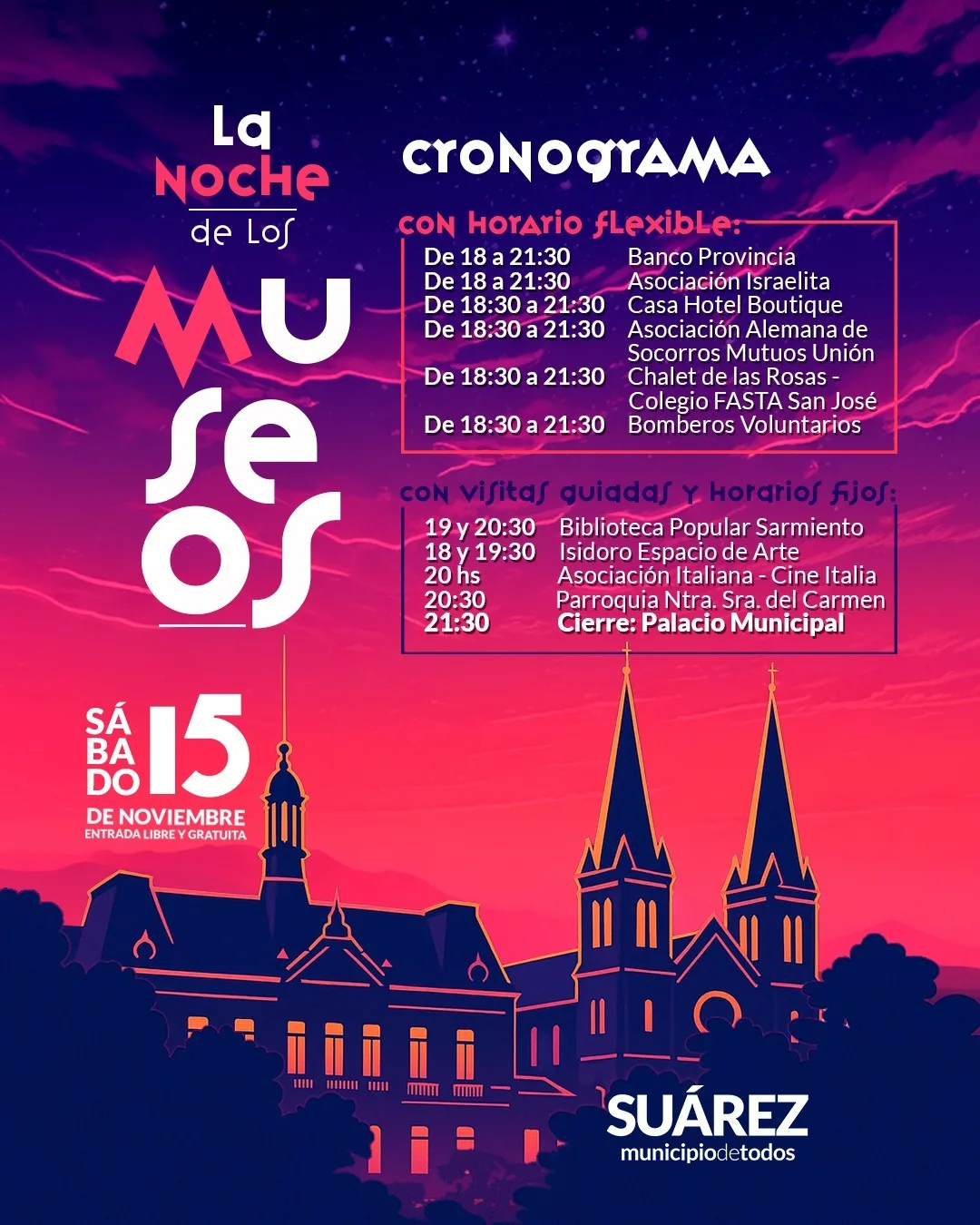 🎇Vuelve “La Noche de los Museos”: una propuesta que revaloriza la historia y la identidad suarense