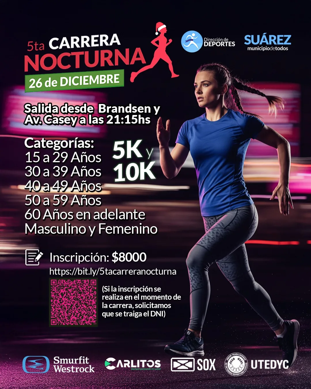 📢¡¿Todavía no te inscribiste? Apurate porque ya estamos listos para la 5° carrera nocturna!