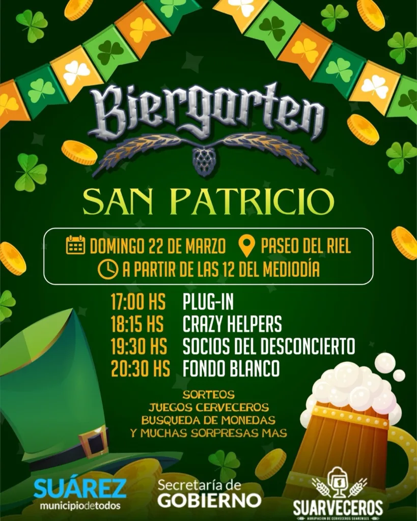 Este año, San Patricio se festeja en Suárez 🍀